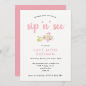 手描きフローラブーケSipとシー招待状 招待状 (正面/裏面)