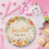 手描きフローラベビーシャワー紙プレート ペーパープレート (パーティー)
