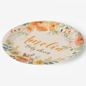 手描きフローラベビーシャワー紙プレート ペーパープレート (アングル)