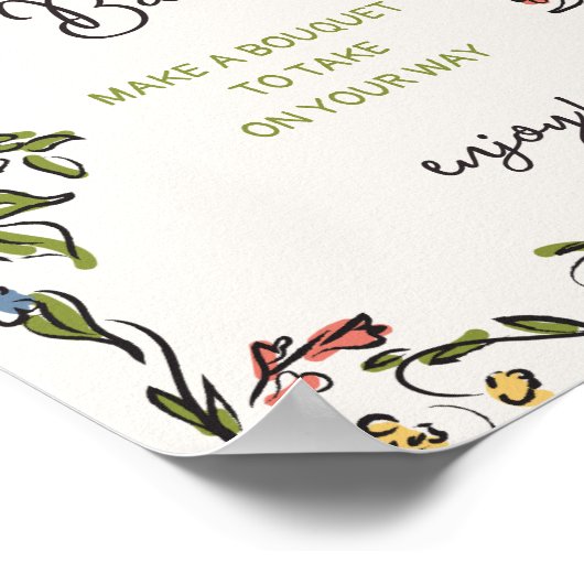 手描きフローラボウブライダルシャワーフラワーバー ポスター (角)