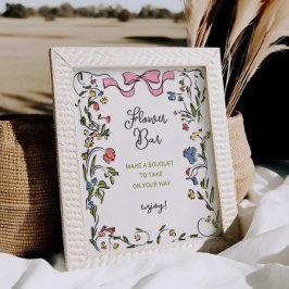 手描きフローラボウブライダルシャワーフラワーバー ポスター