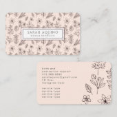 手描きフローラボタニカルピンクドゥラ誕生 名刺 (正面/裏面)