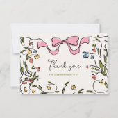 手描きフローラ弓ブライダルシャワー サンキューカード (正面)