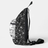 手描きフローラ白黒パターンイニシャル スリングバッグ (右)