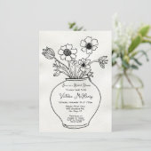 手描きフローラ花瓶ブライダルシャワー 招待状 (スタンド正面)