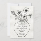 手描きフローラ花瓶ブライダルシャワー 招待状 (正面)