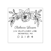 手描きフローラ配置差出人住所 ラバースタンプ (インプリント)
