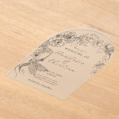 手描きフローラ鳥結婚植物学 アクリル招待状 (レイダウン)