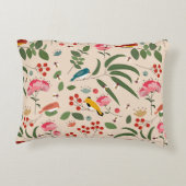 手描きフローラ鳥蜂の植物模様 アクセントクッション (裏面)