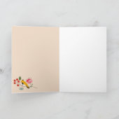 手描きフローラ鳥蜂の植物模様 カード (内部)