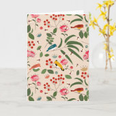 手描きフローラ鳥蜂の植物模様 カード (黄色い花)