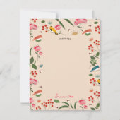 手描きフローラ鳥蜂の植物模様 サンキューカード (正面)