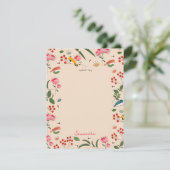 手描きフローラ鳥蜂の植物模様 サンキューカード (スタンド正面)