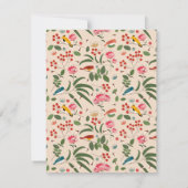 手描きフローラ鳥蜂の植物模様 ノートカード (裏面)