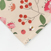 手描きフローラ鳥蜂の植物模様 フリースブランケット (角)