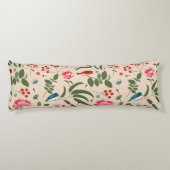 手描きフローラ鳥蜂の植物模様 ボディピロー (裏面)