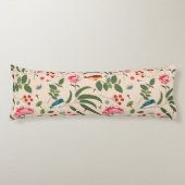 手描きフローラ鳥蜂の植物模様 ボディピロー (正面)