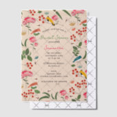 手描きフローラ鳥類ハチフローラブライダルシャワー ベラム紙招待状 (オフセット (招待状))
