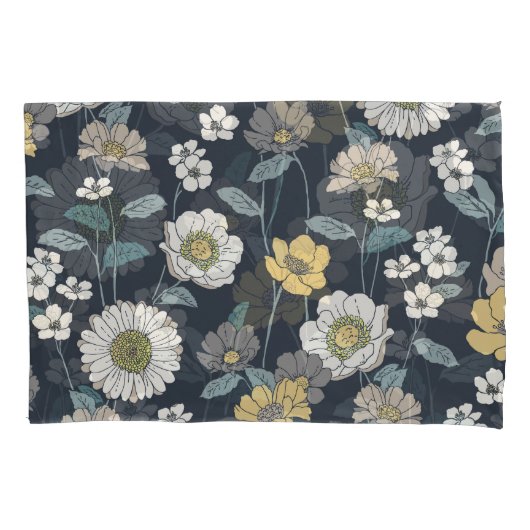 手描きフローラ、シームレスパタ芸術的ーン。 枕カバー (正面)