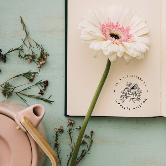 手描きブックフラワーズカスタムライブラリー ラバースタンプ