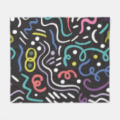 手描きブラシ抽象芸術パターン,ジグザグ,線 フリースブランケット (正面(横))