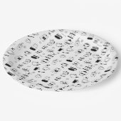 手描きブラックコーヒーとカフェ柄 ペーパープレート (アングル)