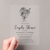 手描きブラックバラカップルブライダルシャワー アクリル招待状 (インサイチュ (ポータブル))