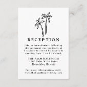 手描きブラックパームツリーウェディングレセプション エンクロージャーカード (正面)