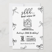 手描きブラックボウケーキサプライズ誕生日 招待状 (正面)