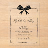 手描きブラックボウコケッモダントシック結婚ズ アクリル招待状 (正面)