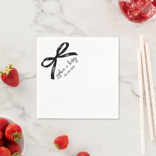 手描きブラックボウシンプルカクテル結婚ズナップ スタンダードカクテルナプキン (インサイチュ)