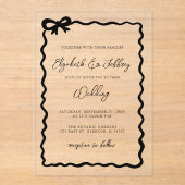 手描きブラックボウモダンシック結婚ズ アクリル招待状 (正面)