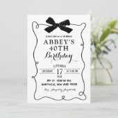 手描きブラックボウ大人図解入りの、写真付きの誕生日 招待状 (スタンド正面)