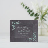 手描きブラックボード ユーカリの葉 グリーン 保存 インビテーションポストカード (スタンド正面)