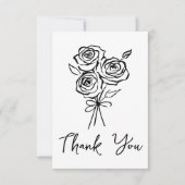 手描きブラックローズブーケ ブライダルシャワー サンキューカード (正面)