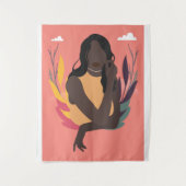 手描きブラック認識度デイコンセプトおもしろい1/3 タペストリー (正面)