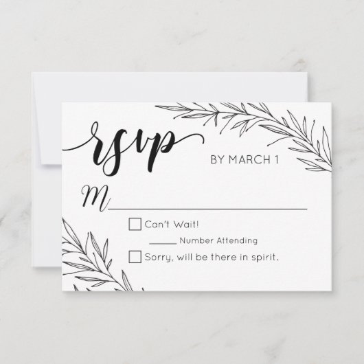 手描きブランチ結婚式RSVP 出欠カード (正面)