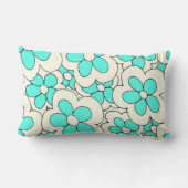 手描きブルーとクリームフラワーデザイン ランバークッション (裏面)