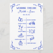 手描きブルーの結婚旅程スケジュールへようこそ プログラム (正面)