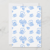 手描きブルーティーお洒落ブライダルシャワー 招待状 (裏面)