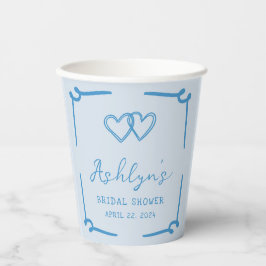 手描きブルーハート ブライダルシャワー ペーパーカップ