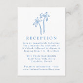 手描きブルーパームツリーウェディングレセプション エンクロージャーカード (正面)