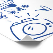 手描きブルーブライダルシャワーウェルカムサイン ポスター (角)