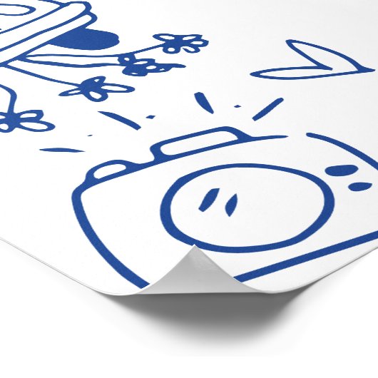 手描きブルーブライダルシャワーウェルカムサイン ポスター (角)