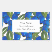 '手描きブルーベリーパターン'ラベル 長方形シール (正面)