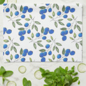 手描きブルーベリーパターン キッチンタオル (折り畳み)