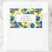 '手描きブルーベリー2パターン'ラベル 長方形シール (バッグ)