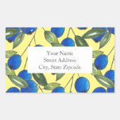 '手描きブルーベリー2パターン'ラベル 長方形シール (正面)