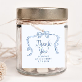 手描きブルーボウボーイベビーシャワーメッセージカード フェイバータグ