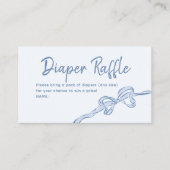 手描きブルーボウ男の子ベビーシャワーおむつラッフル 名刺 (正面)